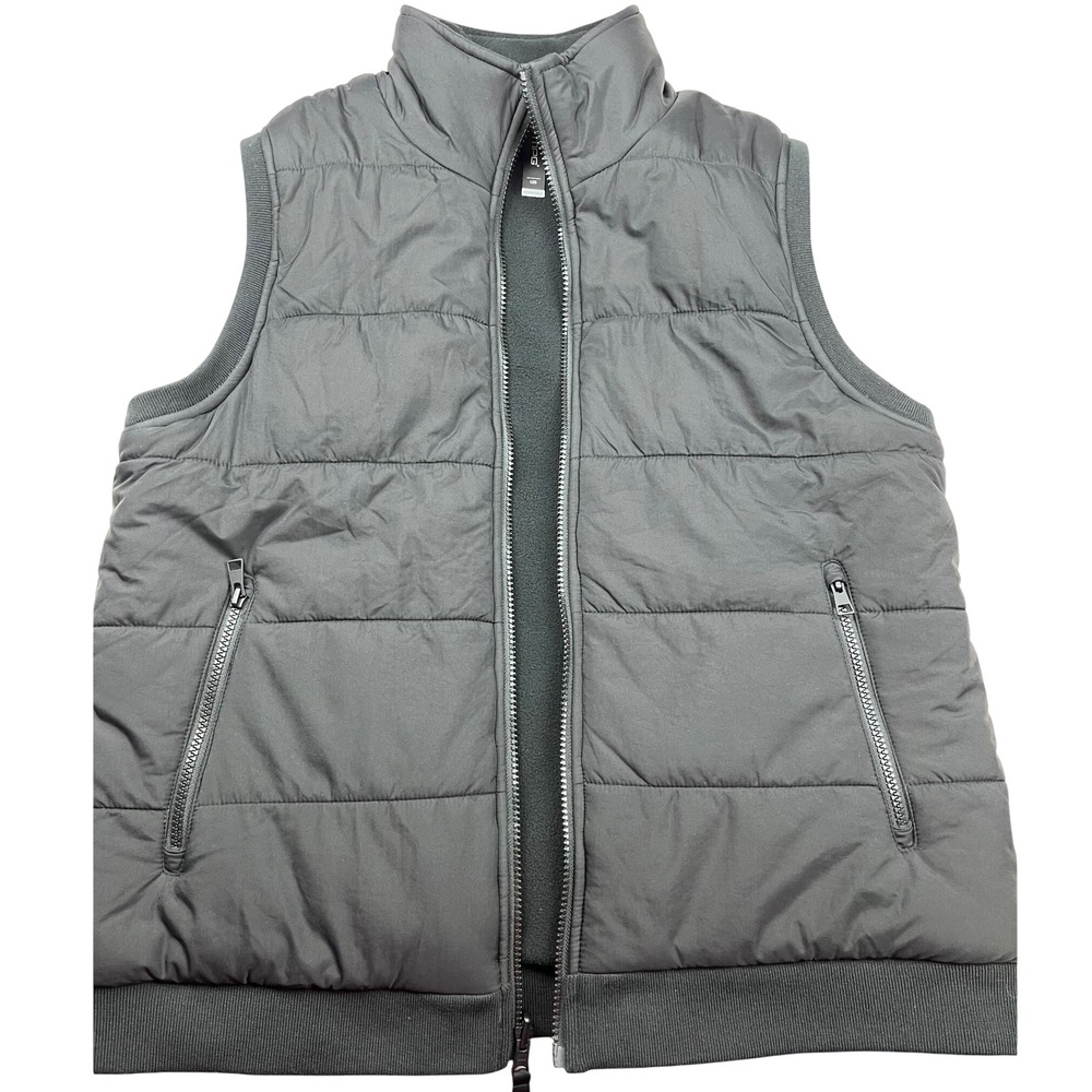 MPG Sport Womens Reversible Puffer Vest Gray Fleece Lined Sorona Aura Large L